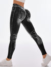 ZASUWA Female Deep V Back Denim Scrunch Bum Leggings