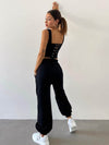 ZASUWA Female Pocket Lace-up Corset Casual 3-Pieces Tracksuit