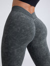 ZASUWA Female Denim Deep V Back Scrunch Bum Leggings