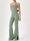 ZASUWA Female Halter Flare Split Jumpsuit