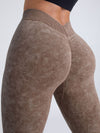 ZASUWA Female Denim Deep V Back Scrunch Bum Leggings