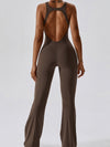 ZASUWA Female Hollow Out Backless Flare Jumpsuit