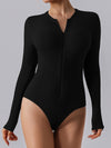 ZASUWA Female Sexy Ribbed Zipper Bodysuit