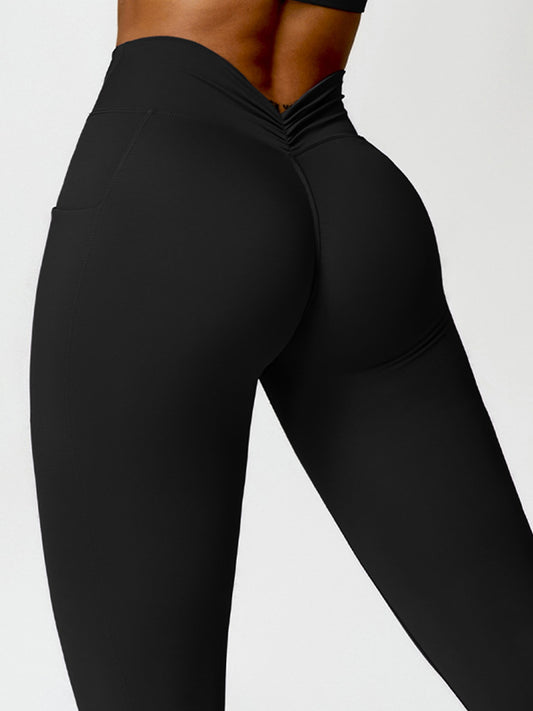 ZASUWA Female Deep V Back Pocket Leggings