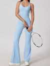 ZASUWA Female Cross Back Flare Ribbed Jumpsuit