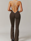 ZASUWA Female Cross Back Stripes Flare Jumpsuit