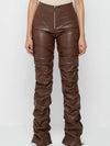 ZASUWA Female Faux Leather Folds Zipper Fashion Leggings