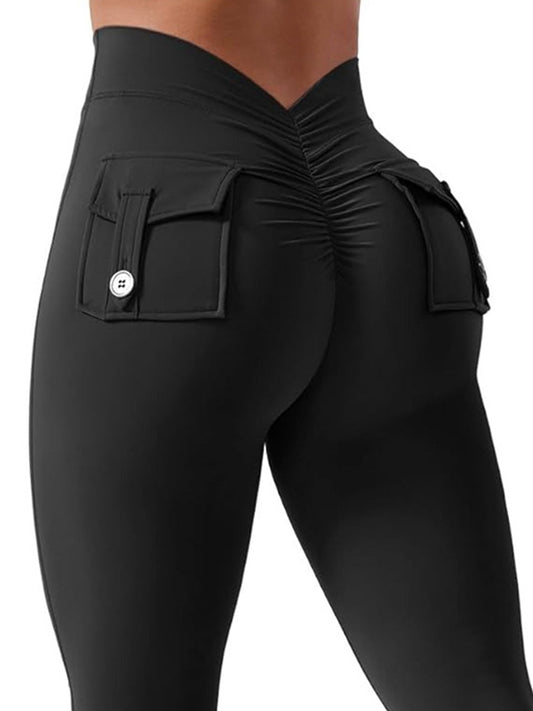 ZASUWA Female Deep V Back Pocket Cargo Leggings