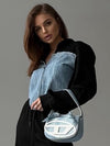 ZASUWA Female Contrast Color Denim Zipper Hoodie