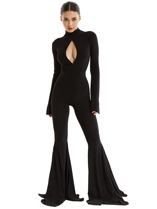 ZASUWA Female Zipper Push-Up Flare Jumpsuit