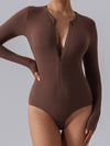 ZASUWA Female Sexy Ribbed Zipper Bodysuit