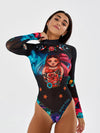 ZASUWA Female Unique Halloween Print Bodysuit