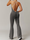 ZASUWA Female Cross Back Stripes Flare Jumpsuit