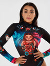 ZASUWA Female Unique Halloween Print Bodysuit