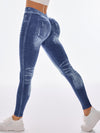 ZASUWA Female Deep V Back Denim Scrunch Bum Leggings