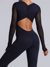 ZASUWA Female Sexy Mesh  Backless Jumpsuit