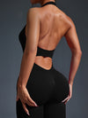 ZASUWA Female Ribbed Backless Halter Scrunch Bum Jumpsuit