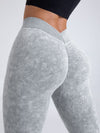 ZASUWA Female Denim Deep V Back Scrunch Bum Leggings