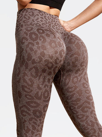 ZASUWA Female Leopard Print Scrunch Bum Seamless Leggings