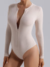 ZASUWA Female Sexy Ribbed Zipper Bodysuit