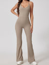 ZASUWA Female Cross Back Flare Ribbed Jumpsuit