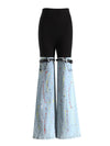 ZASUWA Female Contrast Color Denim Flare Fashion Pants