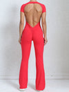 ZASUWA Female Backless Scrunch Bum Flare Jumpsuit