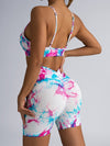 ZASUWA Female Deep V Back Hot Tie-dye Scrunch Bum Leggings