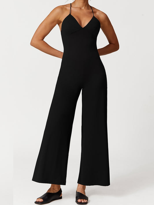 ZASUWA Female V Collar Flare Jumpsuit