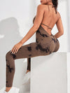 ZASUWA Female Hot Tie-dye Backless Halter Scrunch Bum Jumpsuit