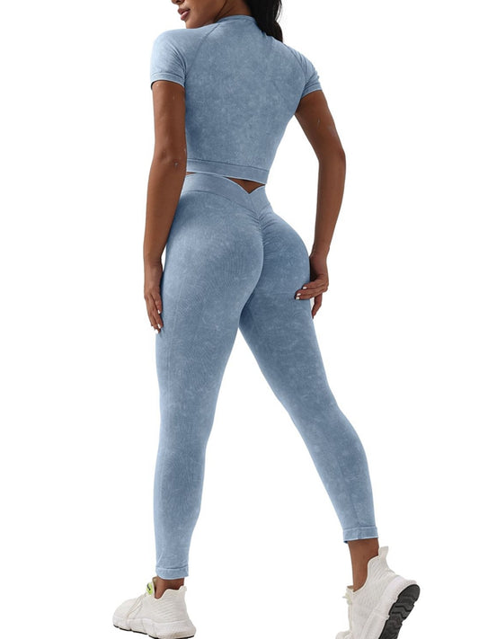 ZASUWA Female Denim Deep V Back Scrunch Bum Tracksuit