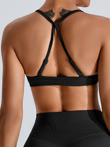 ZASUWA Female Beautiful Cross Back Front Folds Seamless Sports Bras