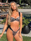 ZASUWA Female Sexy Contrast Color Leopard Print Beach Bikini Set