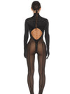 ❤ZASUWA Female Unique Cutout Super Mesh Zipper Booty Jumpsuit