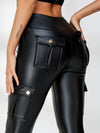 ZASUWA Female Faux Leather Pocket Scrunch Bum Cargo Leggings