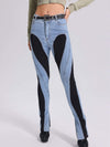 ZASUWA Female Fly-eye Contrast Color Denim Pocket Booty Leggings