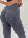 ZASUWA Female Denim Deep V Back Scrunch Bum Leggings