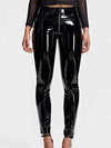 ZASUWA Female Glossy Faux Leather Zipper Pocket Leggings