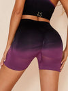 ZASUWA Female Gradient Color Spandex Gym Booty Shorts