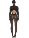 ❤ZASUWA Female Unique Cutout Super Mesh Zipper Booty Jumpsuit