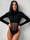 ZASUWA Female Sexy Mesh Ribbed Bodysuit