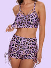 ZASUWA Female Leopard Print Drawstring Short Tracksuit