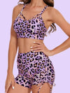 ZASUWA Female Leopard Print Drawstring Short Tracksuit