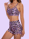 ZASUWA Female Leopard Print Drawstring Short Tracksuit