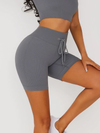 ZASUWA Female Drawstring Ribbed Fitness Spandex Gym Booty Shorts