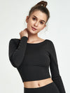 ZASUWA Female Hollow Out Cross Back Thumbholes Mesh Long Sleeves