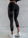 ❤ZASUWA Female PU Net Thumbholes High-rise Hip-lift Sportswear