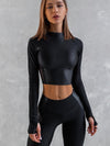 ❤ZASUWA Female PU Net Thumbholes High-rise Hip-lift Sportswear