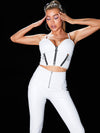 ZASUWA Female Faux Leather Zipper Pocket Corset Shape Tracksuit