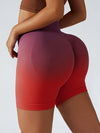 ZASUWA Female Rainbow Ombre Ribbed Scrunch Bum Spandex Gym Booty Shorts